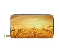 VYONNE Portafoglio lungo da donna in finta pelle con campo di grano, elegante e alla moda, con porta carte di credito e tasche organizer, borsa resistente per i viaggi di tutti i giorni, bianco,