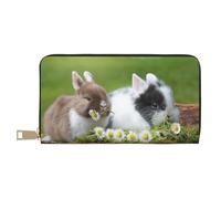 VYONNE Simpatici conigli, pochette lunga in finta pelle, elegante e alla moda, portafogli da donna moderne, grande capacità, porta carte e tasche organizer, borsa resistente per i viaggi di tutti i