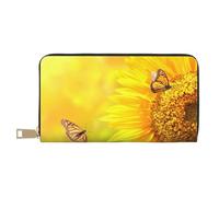 VYONNE Sunflower Butterfly Sunny - Pochette lunga in finta pelle chic ed elegante da donna per donne moderne, grande capacità, porta carte e tasche organizer, borsa resistente per i viaggi di tutti i