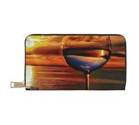 VYONNE Sunset Bicchiere da vino lungo in finta pelle pochette chic elegante portafoglio da donna per donne moderne grande capacità porta carte e tasche organizer borsa resistente per i viaggi di tutti