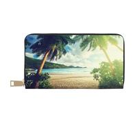 VYONNE Sunset On The Beach Pochette lunga in ecopelle chic elegante portafoglio da donna per donne moderne grande capacità porta carte e tasche organizer borsa resistente per i viaggi di tutti i