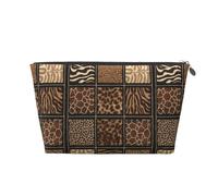Vyonne Wild Zoo - Beauty case da viaggio in pelle, resistente, per trucchi e articoli da toeletta, Argento, Taglia unica