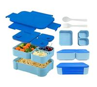 Vyranut Bento Box 3-in-1 1760mlml - Lunch Box Impilabile Ermetica e Anti-Perdita, BPA-Free - Porta Pranzo Modulare con Posate per Ufficio, Lavoro e Meal Prep (Blu)
