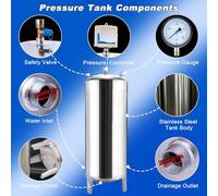 Vyrata Serbatoi a Pressione d Acqua Serbatoio a Pressione for Pompa for pozzo, Serbatoio a Pressione for pozzo Completamente Automatico, Pompe(B,300L/79.3Gal(50x155cm/19.7x61in))