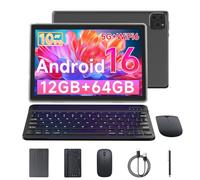 Vyrolinia Tablet Android 15, 10 pollici 12 GB RAM+64 GB ROM/2 TB tablet espandibile, 1280 * 800 HD touch screen, 5G WiFi6 BT 5.0, tablet 2 in 1 con custodia tastiera mouse stilo rosa (nero)
