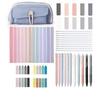 Vyuwast 48 pezzi scuola asthetic Bundle, 6 penne gel colorate, 5 penne gel, 10 mine di ricambio, 12 evidenziatori pastello, 10 segnalibri, 4 note e 1 astuccio per penne, design minimalista per la