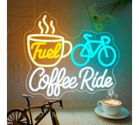 VYXIN Coffee Ride Fuel Neon - Targa da caffè a LED per bicicletta da corsa, con scritta a LED, adatta per la decorazione di luoghi come caffè, angolo del caffè, stazione per bicicletta, caffetteria