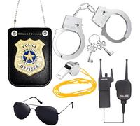 VyxStelyndric Confezione da 6 Accessori per Costume da Agente Segreto, Accessori per Costume da Spia con Occhiali da Sole, Cravatta, Porta Carte di Credito e Finto Auricolare