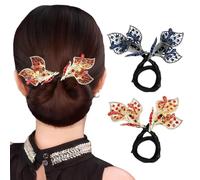 VYZUTR 2 Pezzi Accessori Capelli dei Capelli del Fiore del Rosso e Blu Cristallo di Rocca, Creatore Francesi Torsione del Chignon Capelli, Twist Curler Chignon per Ciambella Donut Twist Chignon