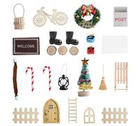Vzfit 24 Pezzi Porta degli Elfi Natale Accessori,Porta Elfo Babbo Natale,Porta Elfo Natale Kit,Set di Decorazioni Natalizie in Miniatura con Albero di Natale,Ghirlanda,Tappeto,Stivali etc.
