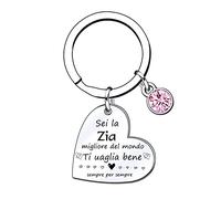 VZIUYTRE Zia Regalo Portachiavi Donna Ciondolo Con Incisione Sei la Zia Migliore del Mondo Ti Voglio Bene Per Sempre Regalo Zia Compleanno Regalo Zia Natale