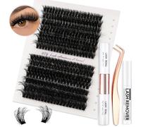 Vznffur Kit di extension per ciglia morbide, 280 pezzi, kit di extension per ciglia spesse 60D 80D, mix di ciglia da 10-18 mm, con pinzette per rimuovere i grappoli