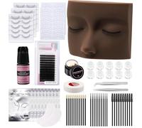 Vznffur Kit per ciglia per principianti, kit di extension per ciglia con testa di manichino per ciglia, colla per extension ciglia, crema di rimozione, pinzette per allenamento