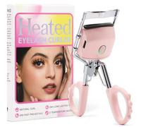 Vznffur Piegaciglia riscaldato, riscaldamento rapido, lunga durata 24 ore, ricaricabile tramite USB, elettrico, 2 modalità di riscaldamento con cuscinetto in silicone riscaldante (rosa)