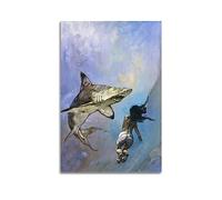 VZRSQZK Frank Frazetta's Requiem for a Shark Poster decorativo dipinto su tela poster da parete e stampa artistica moderna camera da letto familiare poster decorativo 30 x 45 cm