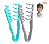VZU 2 pettini per texture per uomini, quad, pettine in ABS, design coreano volume, per uomini e donne, radici dei capelli, copertura frangia e cura delle cuciture, grigio e blu