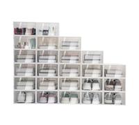 VZXATYOP Armadietto Pieghevole In Plastica Per La Conservazione Delle Scarpe Scatola Impilabile Per L'organizzazione Di Scarponi E Scarpe Da Ginnastica(24 Pack)