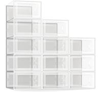 VZXATYOP Confezione Da 12 Grandi Scatole Portascarpe Trasparenti In Plastica Impilabili Pieghevoli Organizer For Scarpe Salvaspazio For Armadio E Camera Da Letto