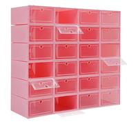 VZXATYOP Confezione Da 24 Scatole For Scarpe Con Coperchio Trasparente A Ribalta Organizer Impilabile In Plastica For Riporre Scarpe For Uomini E Donne For L'uso Nell'armadio(Pink)