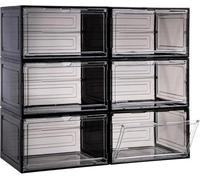 VZXATYOP Confezione Da 6 Grandi Scatole Portascarpe Trasparenti In Plastica Contenitori Impilabili For Organizzare Scarpe Con Ante Magnetiche Laterali For Un Facile Accesso