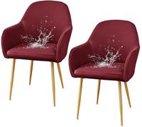 VZXATYOP Coprisedie Da Pranzo Con Schienale Curvo Impermeabil Elasticizzati Coprisedie In Stile Moderno Di Metà Secolo For Sala Da Pranzo(Burgundy,Set of 2)