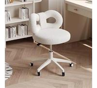 VZXATYOP Poltrona da trucco con ruote e graziosi schienali a farfalla comoda poltrona da trucco con ruote for soggiorno camera da letto altezza regolabile(White)