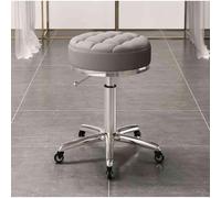 VZXATYOP Poltrona estetica rotonda regolabile con ruote, sedia sgabello da toeletta(Grey)
