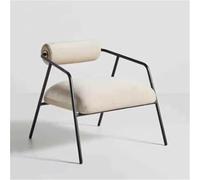 VZXATYOP Poltrona moderna minimalista con struttura in ferro for soggiorno, camera da letto ristorante balcone divano singolo morbida comoda sedia da lettura for colazione(Beige Fabric)