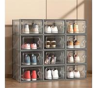 VZXATYOP Scatola Portascarpe Trasparente Spessa Con Coperchio In Plastica Pieghevole Impilabile Organizer For Scarpe Salvaspazio For Riporre Scarpe Da Ginnastica(Grey,12pcs)