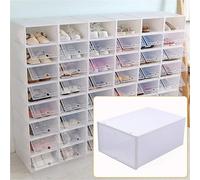 VZXATYOP Scatole Portascarpe 24 Pezzi In Plastica Trasparente Impilabili Pieghevoli Organizer For Scarpe Con Cassetto Apertura Frontale Contenitori Portascarpe(24Pcs)