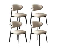 VZXATYOP Sedie Da Pranzo Moderne For Cucina Con Cuscini Spessi Comode Sedie Imbottite Con Gambe In Legno Massello For Soggiorno E Sala Da Pranzo(Light Khaki+Black Legs,Set of 4)
