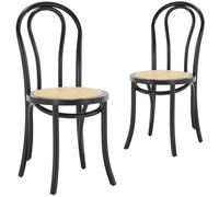 VZXATYOP Set Di 2 Sedie Da Pranzo In Legno Curvato Realizzate A Mano In Rattan For Sala Da Pranzo Bistrot Completamente Assemblate(Black,2PCS)