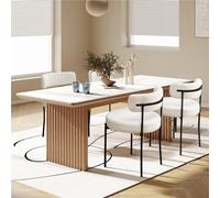 VZXATYOP Set di 4 sedie da pranzo sedia da pranzo moderna imbottita di metà secolo con gambe in metallo nero e schienale curvo sedie da cucina for soggiorno(Beige,4)