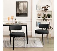VZXATYOP Set di 4 sedie da pranzo sedia da pranzo moderna imbottita di metà secolo con gambe in metallo nero e schienale curvo sedie da cucina for soggiorno(Black,4)