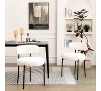 VZXATYOP Set di 4 sedie da pranzo sedia da pranzo moderna imbottita di metà secolo con gambe in metallo nero e schienale curvo sedie da cucina for soggiorno(Beige,2)