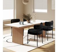 VZXATYOP Set di 4 sedie da pranzo sedia da pranzo moderna imbottita di metà secolo con gambe in metallo nero e schienale curvo sedie da cucina for soggiorno(Black,2)