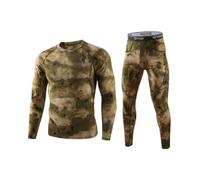 VZXATYOP Set di Biancheria Intima Termica Tattica Mimetica Sport All'aperto per Uomo Tuta in Pile da Corsa e Ciclismo Set di Intimo Termico Set per Allenamento Funzionale(A,S)