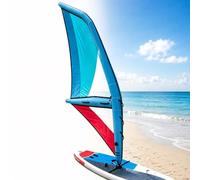 VZXATYOP Vela da Windsurf Gonfiabile 2.2-5.2㎡, Ala da Vento Portatile | 7 maniglie, base a 360°, pompa ad aria, borsa zaino, guinzaglio, pieghevole, portatile