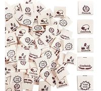 VZXQX Etichette Handmade Tessuto, 100 Pezzi Personalizzate da Cucire per Vestiti Fai da Te, Accessori per Abiti With Love, Modello Beige Mix 5