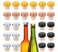 VZXQX Tappi Bottiglie Vino, 24 Pezzi Tappi Vino a Forma di T per Bottiglie Vino, Birra, Champagne e Bevande, Riutilizzabili Set Tappi Sughero Decorativi Silicone (Oro, Argento, Nero, Oro Rosa)