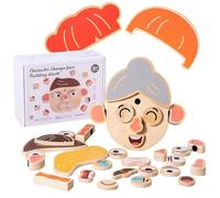 VZZCGJVT Montessori in Legno Animale Figura Fai da Te Che Cambia Il Viso Building Blocks, Puzzle Creativo,People
