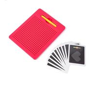 VZZCGJVT Tavolo da Disegno Fai-da-Te con Sfera Magnetica in Acciaio Montessori, riscrivibile: Include Lavagna Magnetica, Penna Stilo attaccata, 20 Carte Idee a Doppia Faccia,Rosso,Rectangle