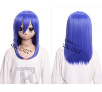 W-02-BC44 Blu 40cm Corto Cosplay Parrucca Lucido Capelli Anime Manga Carnevale