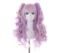 W-15 viola biondo 65 cm riccioli Twin Tail, 3 pezzi Lolita Pastel Goth Cosplay Parrucca Wig