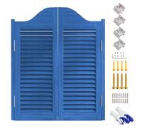 W 36/39/40" Swinging Doors Louvered Design,Wood Saloon Swing Doors,Retro Barn Door,2-Half Waist Cafe Doors,Entrance Partition,for Home/Kitchen/Bar/Shop/Porch(Blu,W165xH100cm)