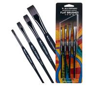 W.A. Portman Set di 4 pennelli piatti per pittura ad acquerello e acrilico, impugnatura comoda triangolare