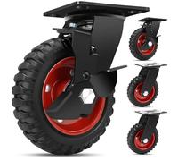 W B D WEIBIDA 150mm Ruote in Caoutchouc Solide per Carrelli Pesanti, Capacità di Carico 800kg, Ruote Girevoli con Tread Antiscivolo a Motif, Grandi Ruote per Mobili, Uso Medico e Industriale,Set di 4