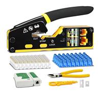 W&H Set di pinze crimpatrici RJ45, 106 pezzi, con strumento di crimpatura RJ45, spina, strumento di ispezione di rete