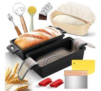 W&H Stampo per pane con coperchio, pentola in ghisa con cestello per lievitare, ideale come stampo per il pane, accessori per pane e pane