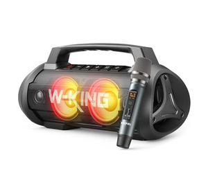 W-KING 120W Peak Cassa Bluetooth Portatile, 70W Altoparlante Bluetooth Speaker Super Bass, EQ, Party Esterno Speaker con Luce LED, IPX6/Powerbank/Hi-Fi/DSP/TF/42H/Luci/MIC in, per Party (MIC-Nero)
